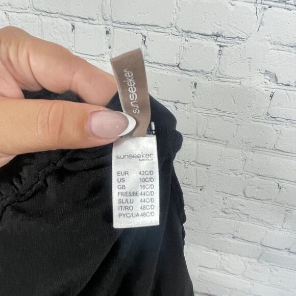 Sunseeker Y2K One Piece Swimming Suit Size 10 Embroidered Minimalist Preppy - Picture 15 of 16